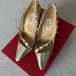 Valentino Garavani Valentino Women’s Rockstud D’Orsay Cross Strap Gold High Heels size 35.5 NIB Photo 6