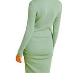 Stateside  Ruched Midi Dress Ribbed Long Sleeve Sage Green Women's Size Medium Photo 1
