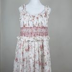 Christian LaCroix  White Pink Floral Print Ruffle Sleeveless Midi Length Dress L Photo 1