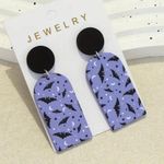 🌸 4 for $20 PURPLE ARCH BATTY Acrylic EARRINGS #halloween #bat Green Photo 1