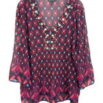Fashion Bug  Plus Size 2X Top Embellished Tunic Blouse Sheer‎ Flowy Bohemian 1242 Photo 0