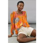 Anthropologie  Blank Bl-nk London Tessa Orange Silky Blouse Size Small Bohemian Photo 5