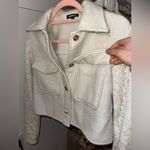 EXPRESS  SWAN TWEED LACE SLEEVE CROPPED SHACKET JACKET Photo 4