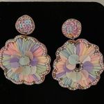 Iridescent Floral Statement Earrings Purple Photo 3