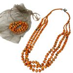 Chico's New  Orange Beaded 3 Strand Long Boho Necklace and Bracelet Set Photo 9