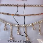 Laundry by Shelli Segal Laundry Shelli Segal Anklet Trio Set Pearls Gold Chains 9" + 1" Extender New Box Photo 2