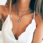 Silver Stone Double Layer Boho Choker Photo 0