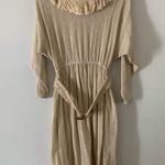 Vintage Cream Fringe Boho Chic Knit Long Sleeve Cowl Neck Dress Size 3/4 Photo 1