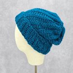 Blue Metallic Crochet Knit Bucket Cap Hat Fun Vintage Y2K Funky Beanie Photo 2