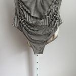 Nip Tuck Swim One Piece Ruched Swimsuit Black White‎ Striped Size 10 Photo 2