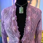 Vintage Y2K New York & Company Long Sleeve Sheer Mesh Witchy Cardigan XS Purple Photo 2
