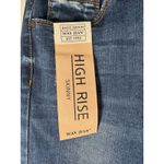Wax Jean High Rise Denim Skinny Jeans Dark Blue Wash Ripped Distressed Sz 1/25 Photo 5