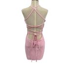 Ellesse Fonti Dress Mini Open Strappy Back Gingham Pink White Size US 10 Photo 8