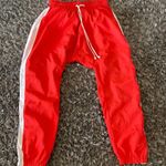 None Red nylon drop crotch joggers fully lined Photo 0
