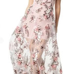 Dress the Population - New! Sidney Floral Appliqué Mesh Gown Photo 0