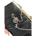 Jessica McClintock  Black Pleated Satin Convertible Clutch Shoulder Bag Photo 10