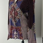 Crosby Large Purple, Red Boho Pattern 70s Button Down Long Sleeve Shirt Purple Photo 8