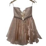 Abby Paris Lace Rhinestone Pearl Strapless Mini Dress Party Cocktail Prom Size 8 Photo 5