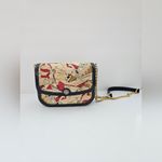 Tory Burch  Robinson Navy Leather & Printed Canvas Shoulder Bag Photo 1