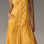 Anthropologie NWT ANTHROPOLOHIE DAILY PRACTICE Cotton Yellow Midi Dress Sz M Photo 0