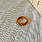 Carved Wood Gold Band Ring “Blathnaid” Bohemian Rustic Minimist Neutral Jewelry Brown Photo 7