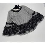 ZARA Woman Striped Lace Trim Bell Sleeve V Neck Tie Back Blouse Top Size S Photo 1