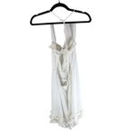 Princess Polly  Womens Fiorella Mini Dress Linen Blend Tie Back Pom Trim White 8 Photo 3