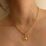 Clover necklace gold necklace square pendant necklace clover choker gold choker dainty necklace chain necklace Photo 0