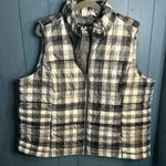 Lands' End Buffalo Plaid (Black & White) Gray Lined Down Puffer Vest | Size 1X Photo 0