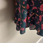 Free People  Flower Fields Emerald Combo Button Up Mini Dress Pockets Long Sleeve Photo 8