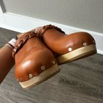 Loeffler Randall  Merrill Braided Cognac‎ Leather Mid Heel Clogs Photo 4