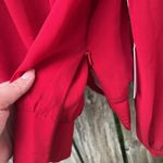 1. State New  top red long sleeved blouse button mock neck open back sheer bodice Photo 8