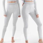 Urban Outfitters  Out from Under Leggings Ribbed Seamed Light Gray Size Small Photo 1