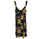Madewell  Ruffle-Strap Wrap Midi Dress in Black Orchid Bouquet Size 12 Photo 11