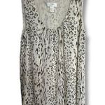 Loft Womens Tank Blouse S White Gray Black Leopard Print Pleated Lined Photo 0
