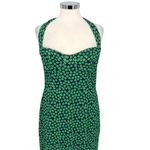 Hutch Halter Corset Floral Midi Dress Ruffle Hem Green Blue Size Medium Photo 1