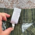 Time And Tru  Linen Striped Shorts Olive Green Black Medium Photo 2