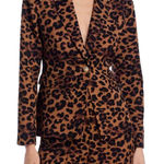 AQUA  Leopard Print Peak Lapel Blazer Jacket Women's Size S Gold Button Photo 0