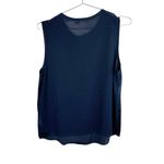 Vince  Navy Silk Front Sleeveless Tank Top Photo 2