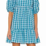 Amanda Uprichard  "Lucietta" Babydoll Dress in Sutton Plaid Blue/White Sz L EUC!! Photo 0