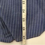 Loft Blue and white Striped button front floral embroidered shirt small Photo 4