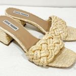 Steve Madden Women's Size 9 Laveda Block Heeled Natural Slip On Woven Sandals Photo 4