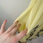 Ganni  Pale Butter Yellow Floral Pleated Georgette Mini Dress Size Medium Photo 4