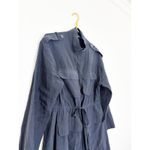 ZARA Navy Blue Cargo Trench Coat Size Medium Military Lightweight Photo 7