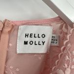 Hello Molly Flower Patch Mini Dress Pink Long Sleeves Floral V-Neck Size 2 XS Photo 9