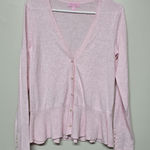 Lilly Pulitzer Clarissa Sweater Cool Max Cardigan Pale Pink Pearl Ruffle Small Photo 0