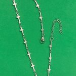 Titanium Steel Link Chain Cross Choker Necklace for Men Women Silver Photo 2