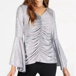 Thalia Sodi Ruched Bell-Sleeve Shimmer Top, Created for Macy's, Sz S Photo 0