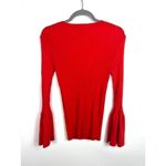 CAbi red ribbed button up sweater flared sleeves Photo 8
