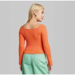 Wild Fable NWT Crop Sweater Pullover Sweetheart Neck Long Sleeve Orange Size XL Photo 3
